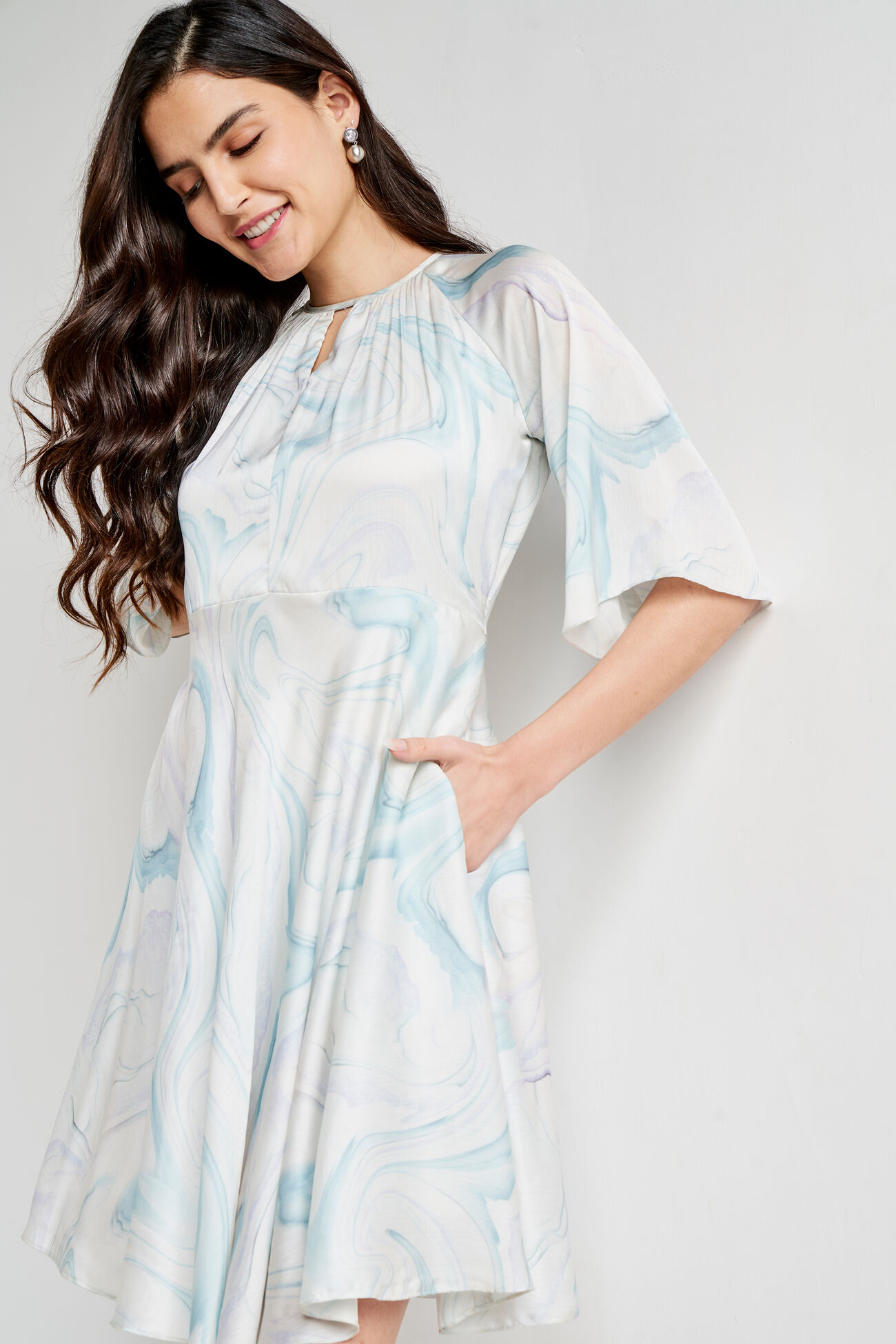 Multi Color Abstract Curved Dress, Multi Color, image 2